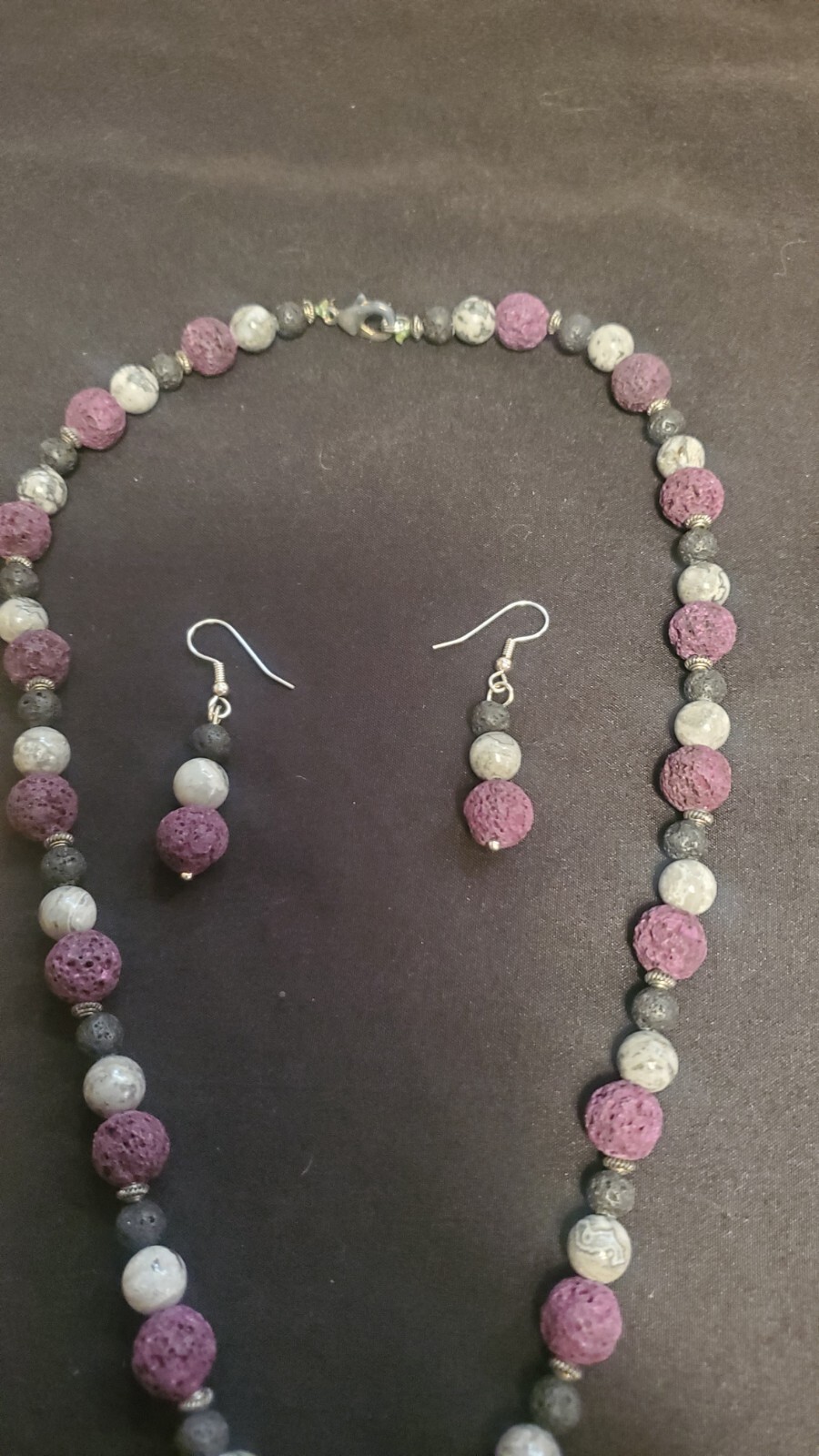 Handmade Womens Necklace Set Semi Precious Moon And Trees Pendant 20″ Total