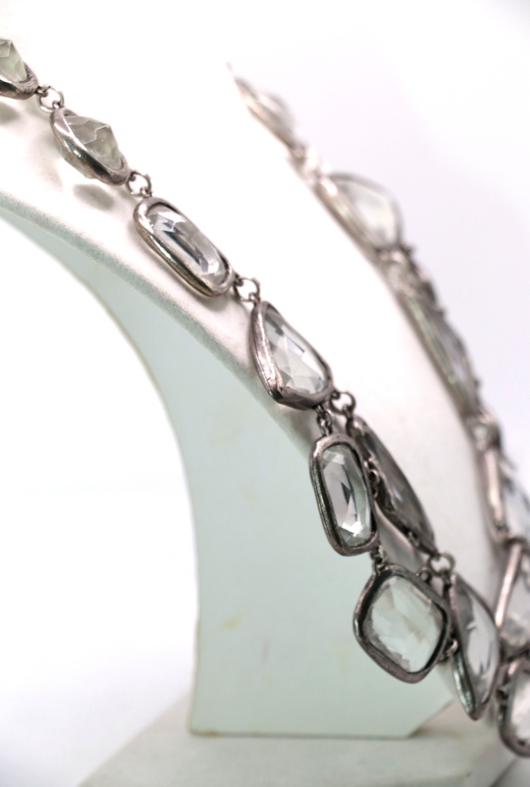 Victoria Tane Glass Geometric Various Shapes Silver Chain Modern Necklace