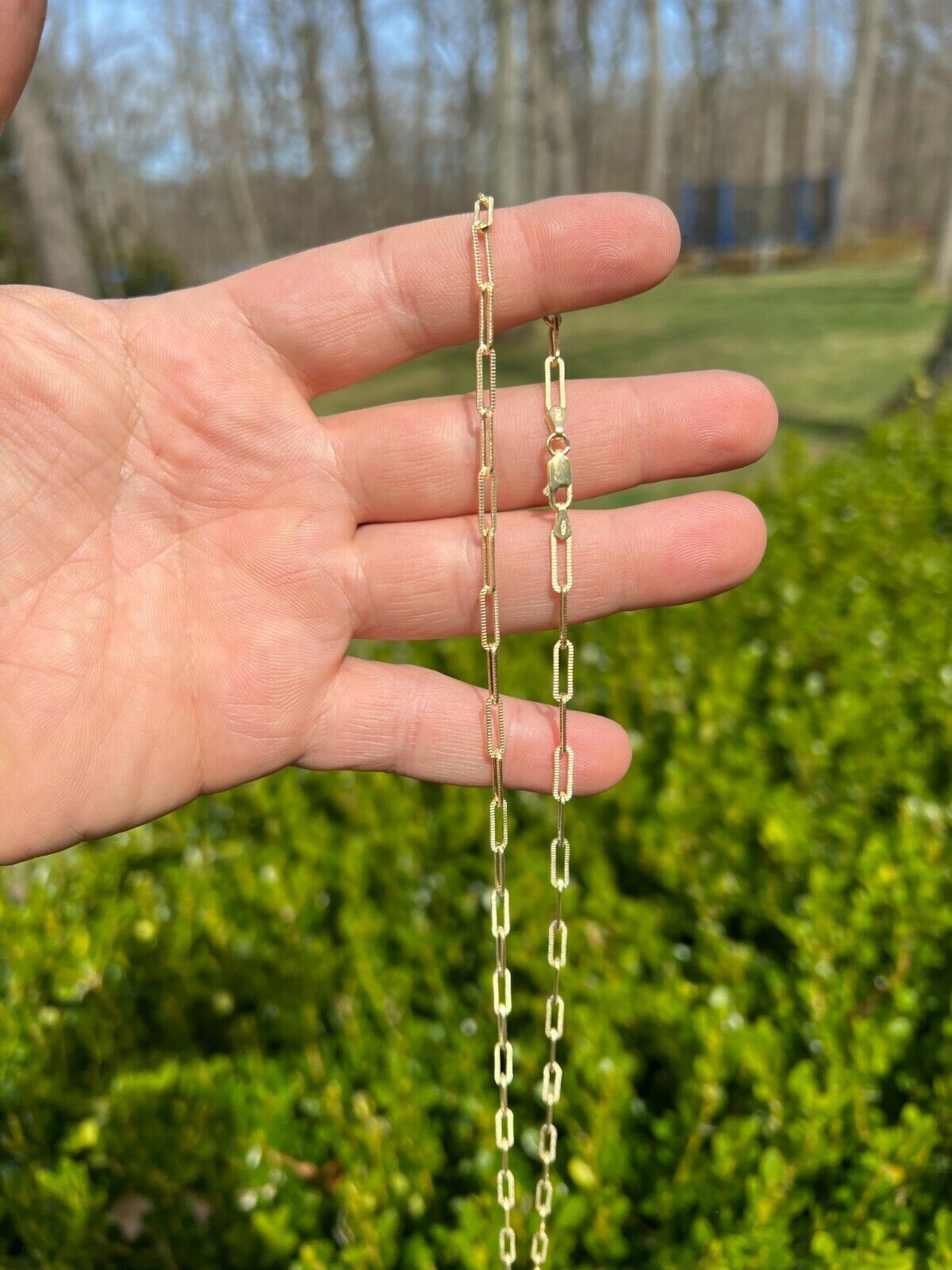 14k Gold Plated Silver Paperclip Chain 3.5mm Diamond Cut Necklace Italy Layered