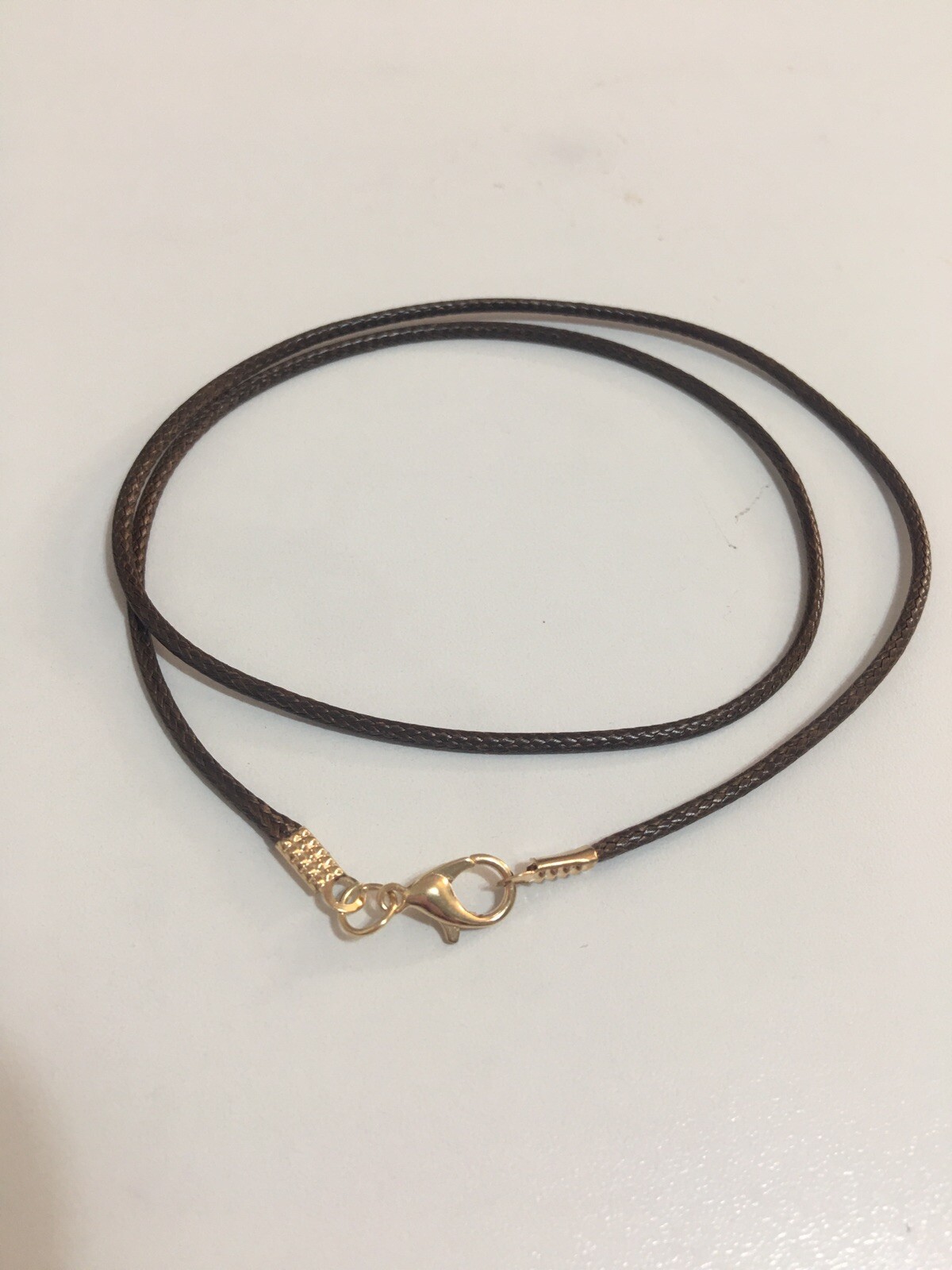 Golden Lobster Clasp ￼Brown Faux Leather Cord Necklace 18” Long Men Or Women