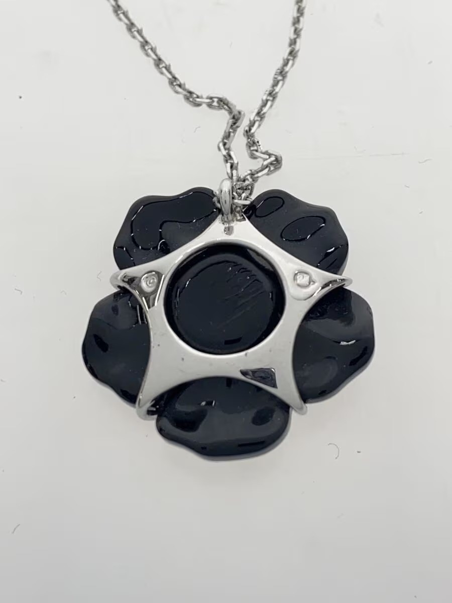 Swarovski Black Flower Crystal Pendant Necklace Silver tone woman 46cm / 18.1in