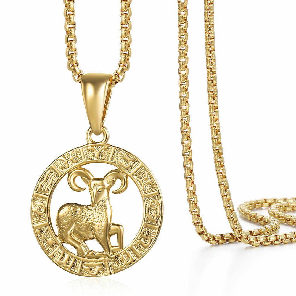 Silver/Gold Plated 12 Zodiac Signs Constellation Link Necklace Pendant Women Men