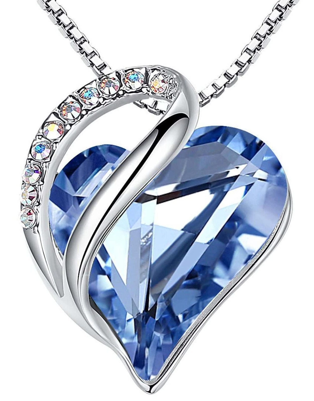 Infinity Love Birthstone Heart Crystal Pendant Necklace – Adjustable 18″ + 2″ Ch