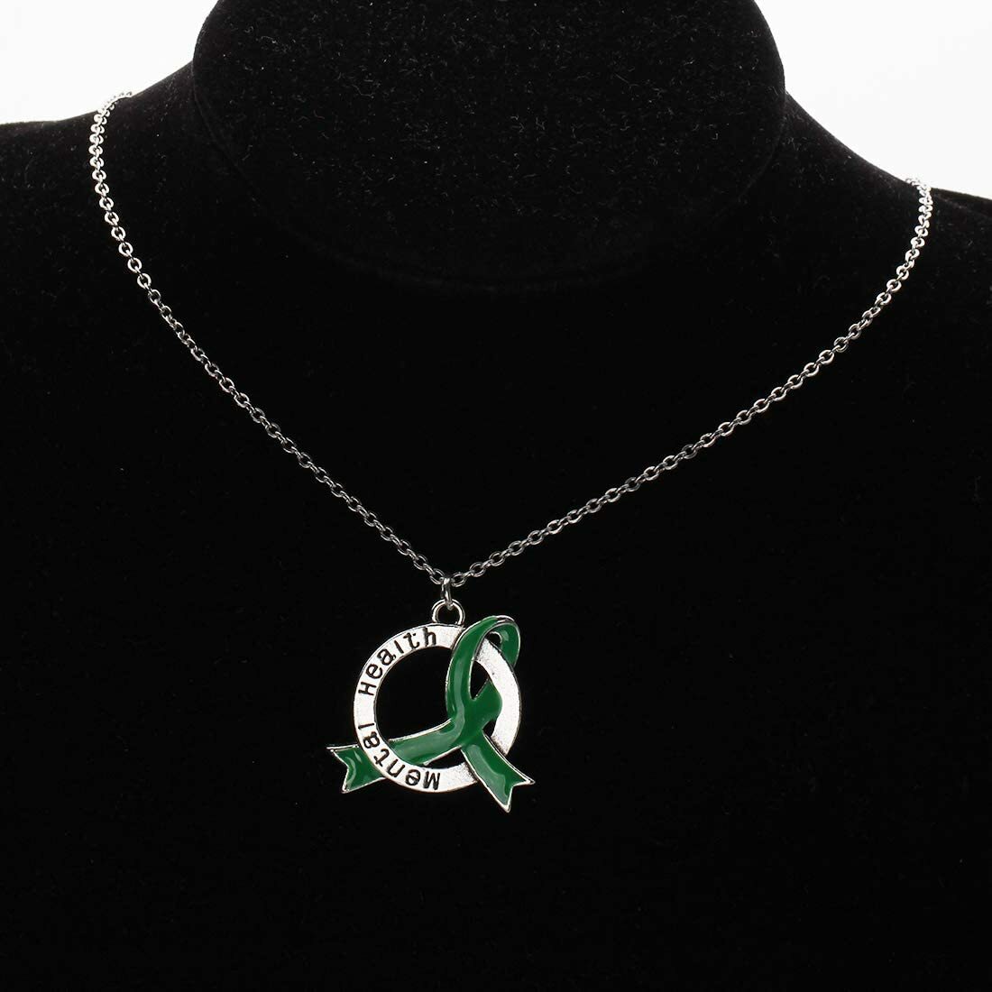 Mental Health Awareness Green Ribbon Necklace Depression Anxiety Warrior Gift
