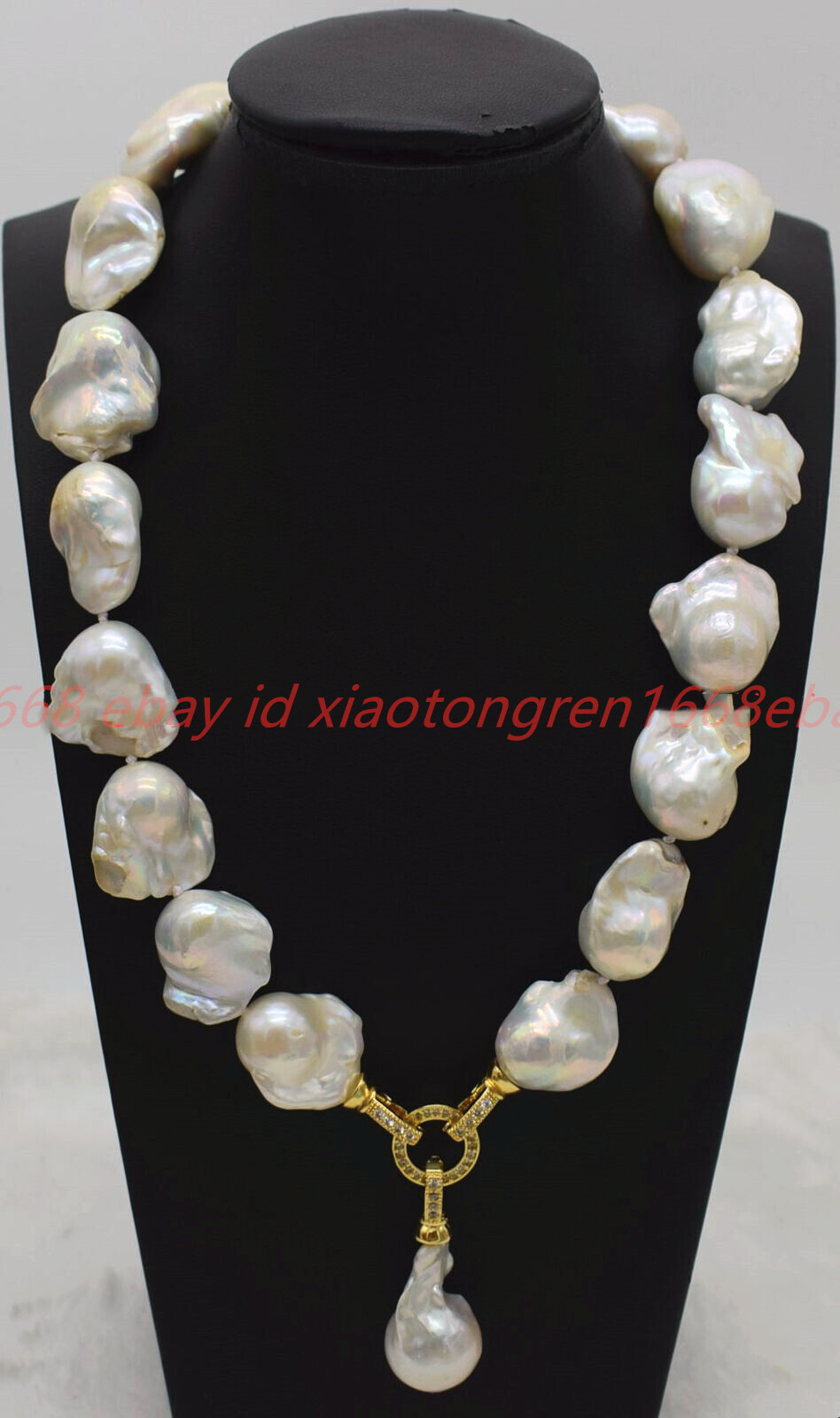 Huge Pretty 15x20mm Natural White Baroque Freshwater Pearl Pendant Necklace