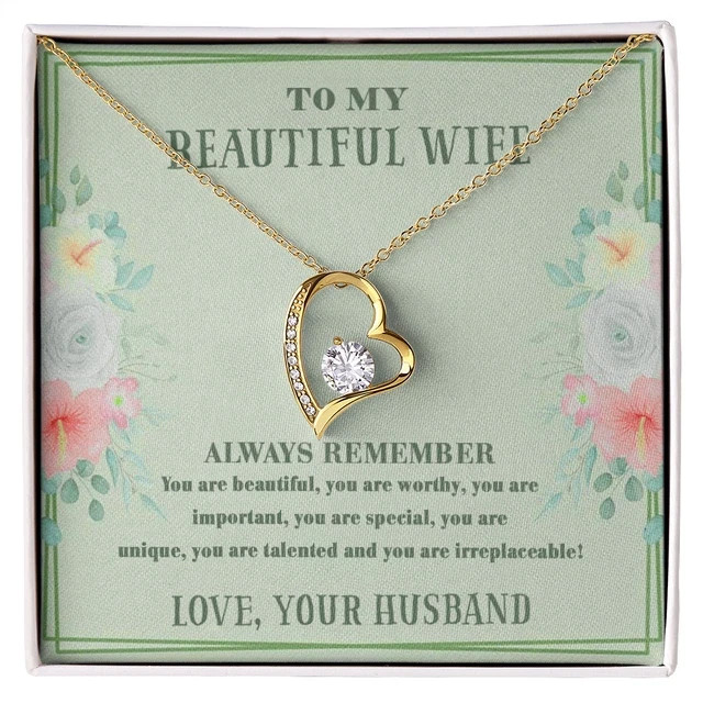 To My Beautiful Wife Necklace From Husband, Birthday, Anniversary Gift Ideas