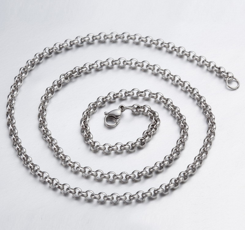 5pcs 3mm/4mm Stainless Steel Rolo Chain Necklace for Women Men Jewelry Pendant