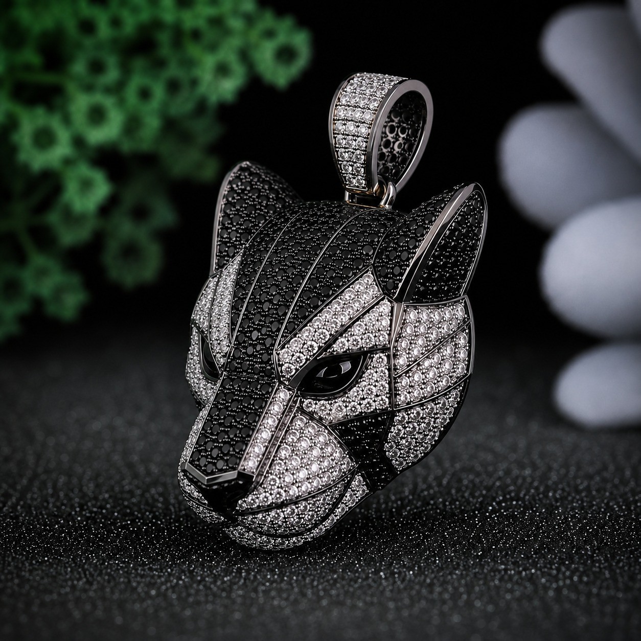 Panther Head Moissanite Pendant 925 Sterling Silver Black Diamond Hip Hop Charm