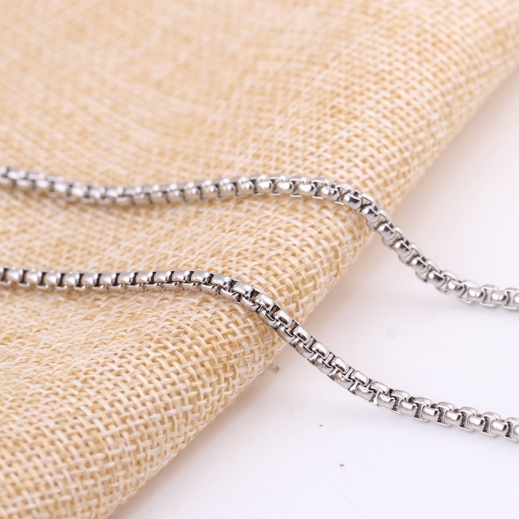 USA Stock 3/4mm Woman Man 316L Stainless Steel Square Rolo Box Chain 18-28”