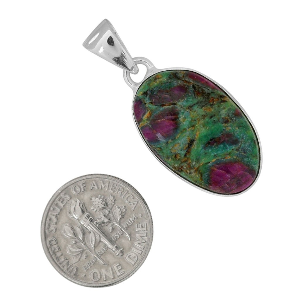 Ruby-In-Fuchsite 925 Silver Plated Pendant Jewelry WP64-10004