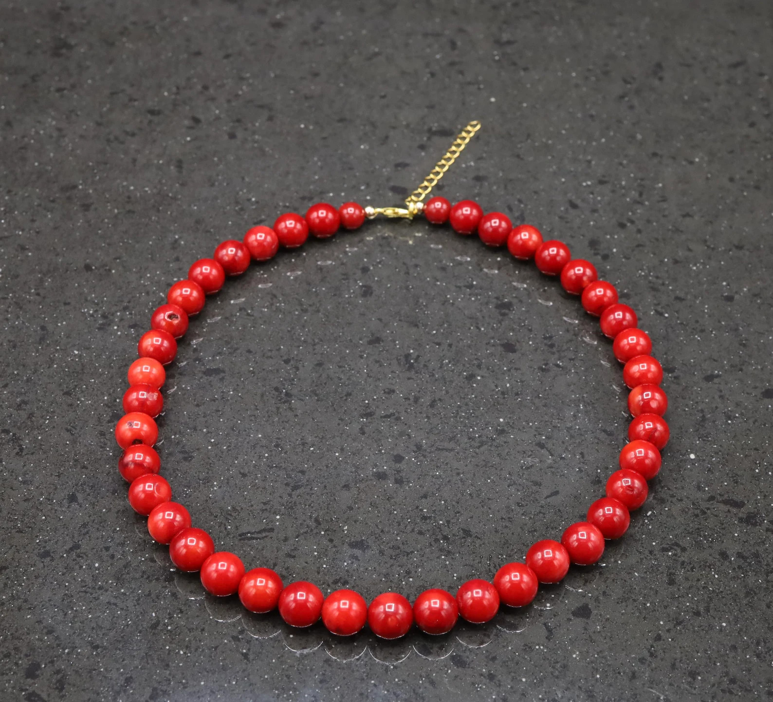 8mm Red Coral Necklace, Coral Choker, Natural Coral Necklace