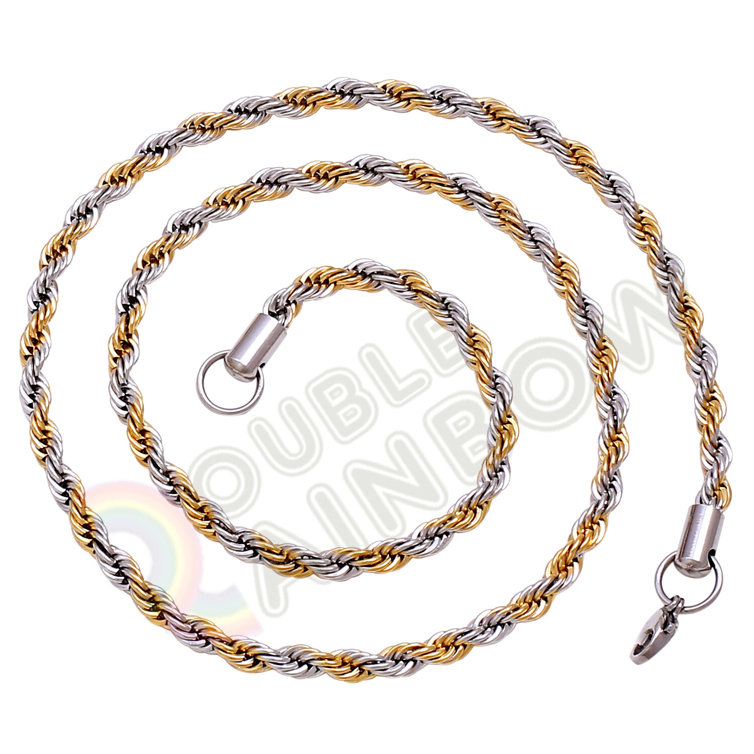 Women Men Stainless Steel 2mm-5mm Rope Necklace Chain Gold/Silver Plated Link