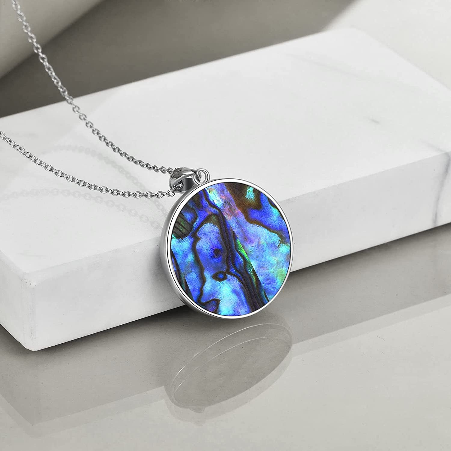 Ocean Wave Necklace for Women Sterling Silver Abalone Shell Ocean Jewelry Gifts