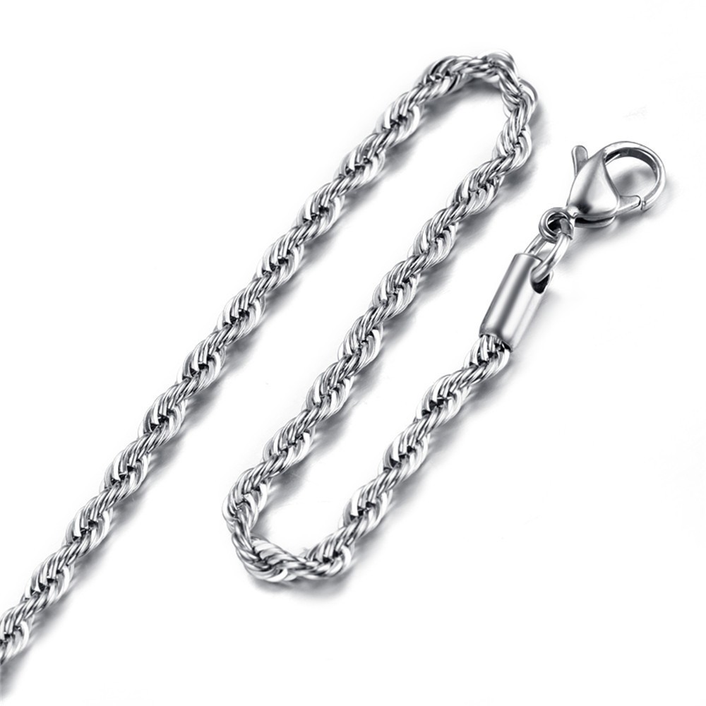 5pcs Wholesale 2.4/3/4mm Stainless Steel Twisted Rope Chain Necklace Men Women