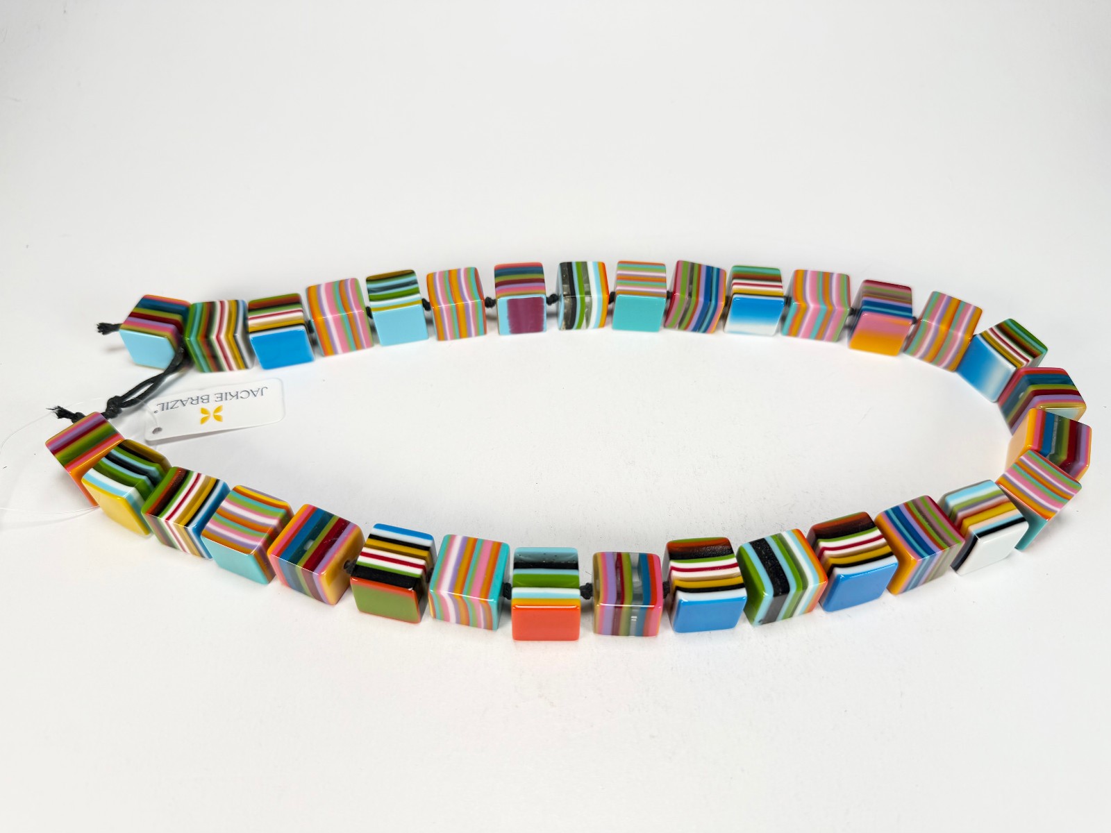 Jackie Brazil “POP” Liquorice Mix Colours Small Cubes 65cm Necklace ( N0046 )