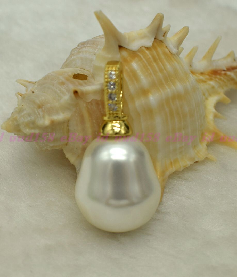 Huge Natural 20mm White Pink Purple South Sea Baroque Shell Pearl Pendant