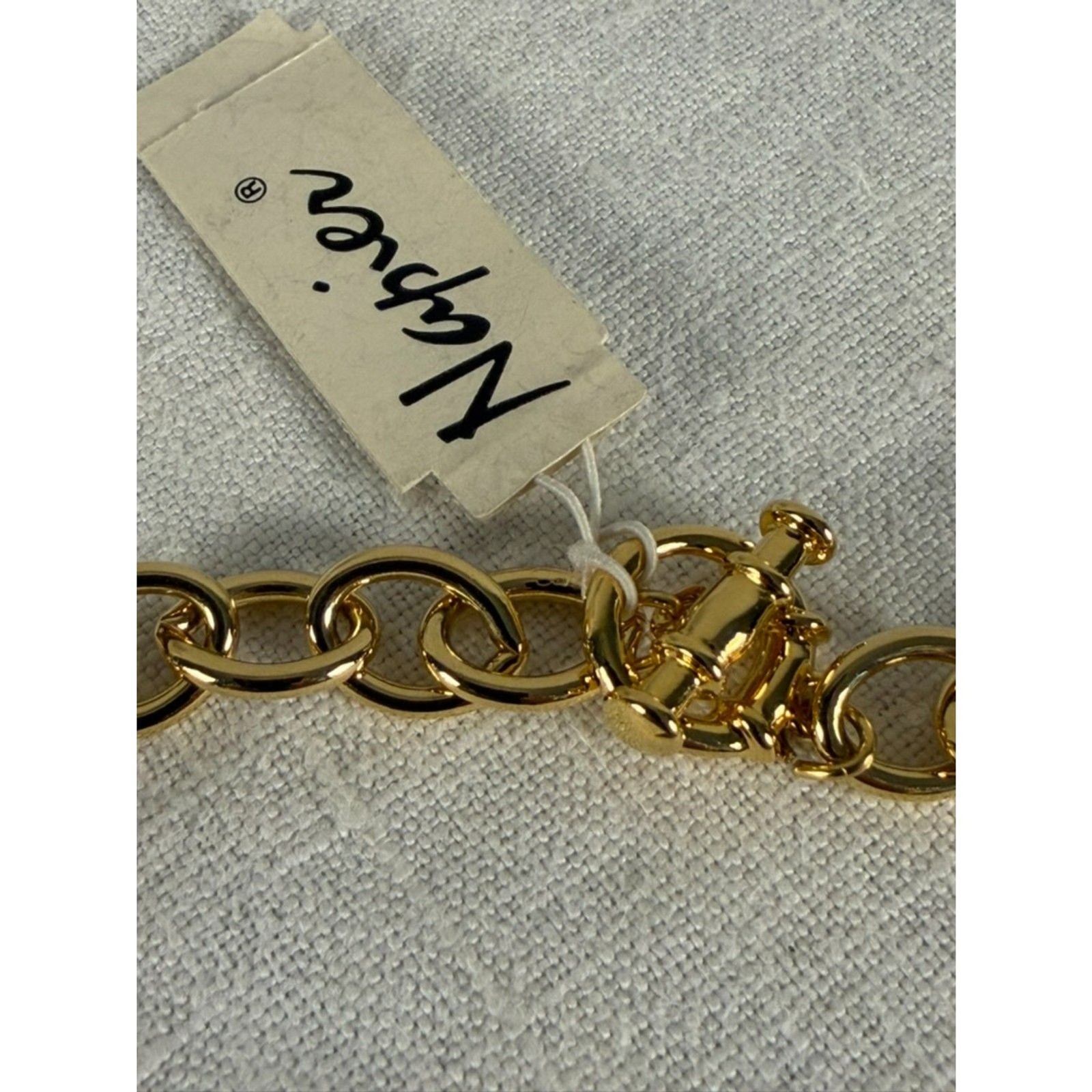 NWT Napier Gold Tone Crystal Articulated Anchor Necklace Removable Pendant 16″