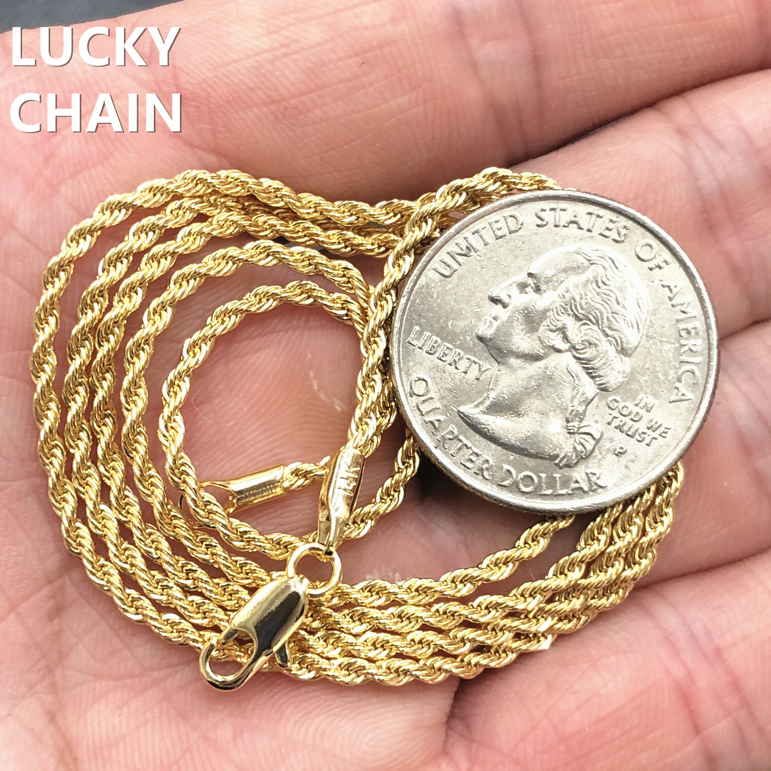 16”18”20”22”24”14K GOLD FILLED ROPE CHAIN NECKLACE 1.5mm 6g-10g