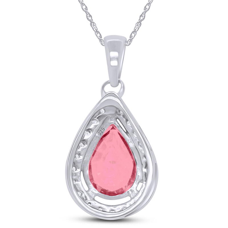 Teardrop Pendant 18″ Necklace Simulated Birthstone 14K White Gold Plated Silver