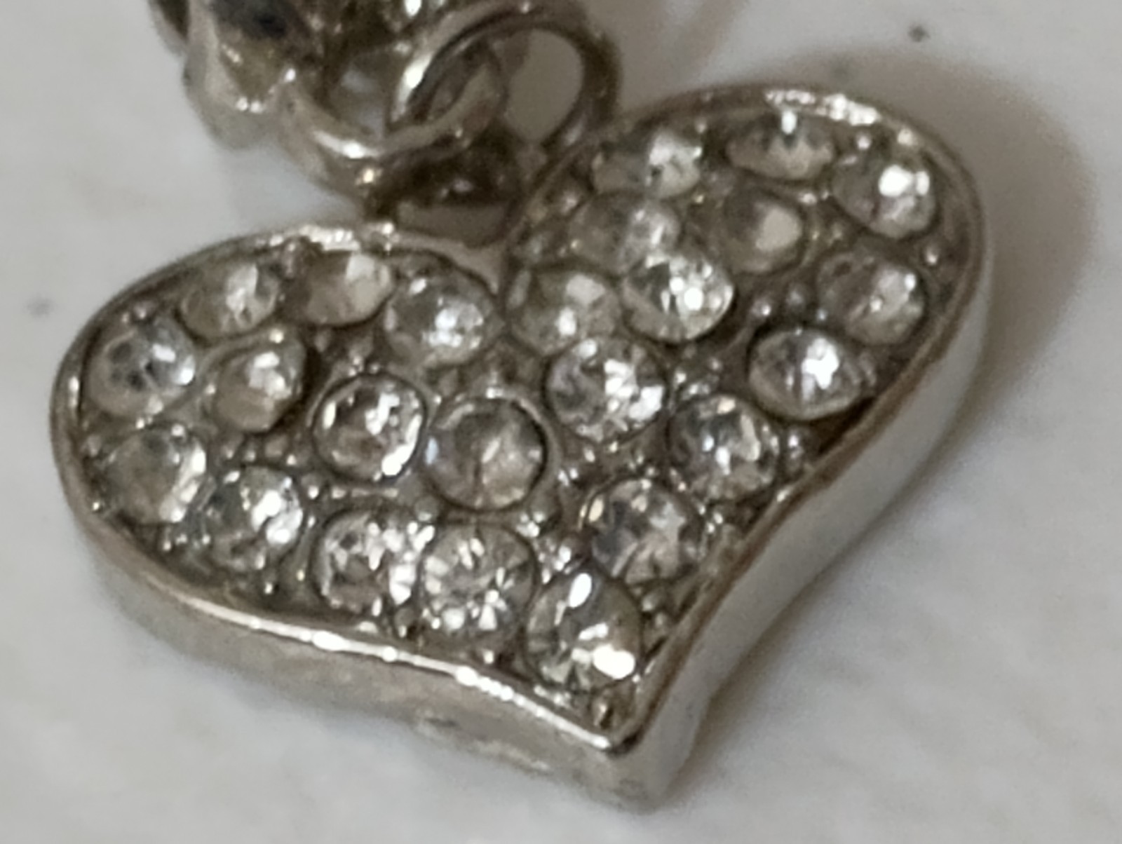 Flawless Silver Tone Crystal Encrusted Charm Heart Slide Charm Pendant ~1in CP01