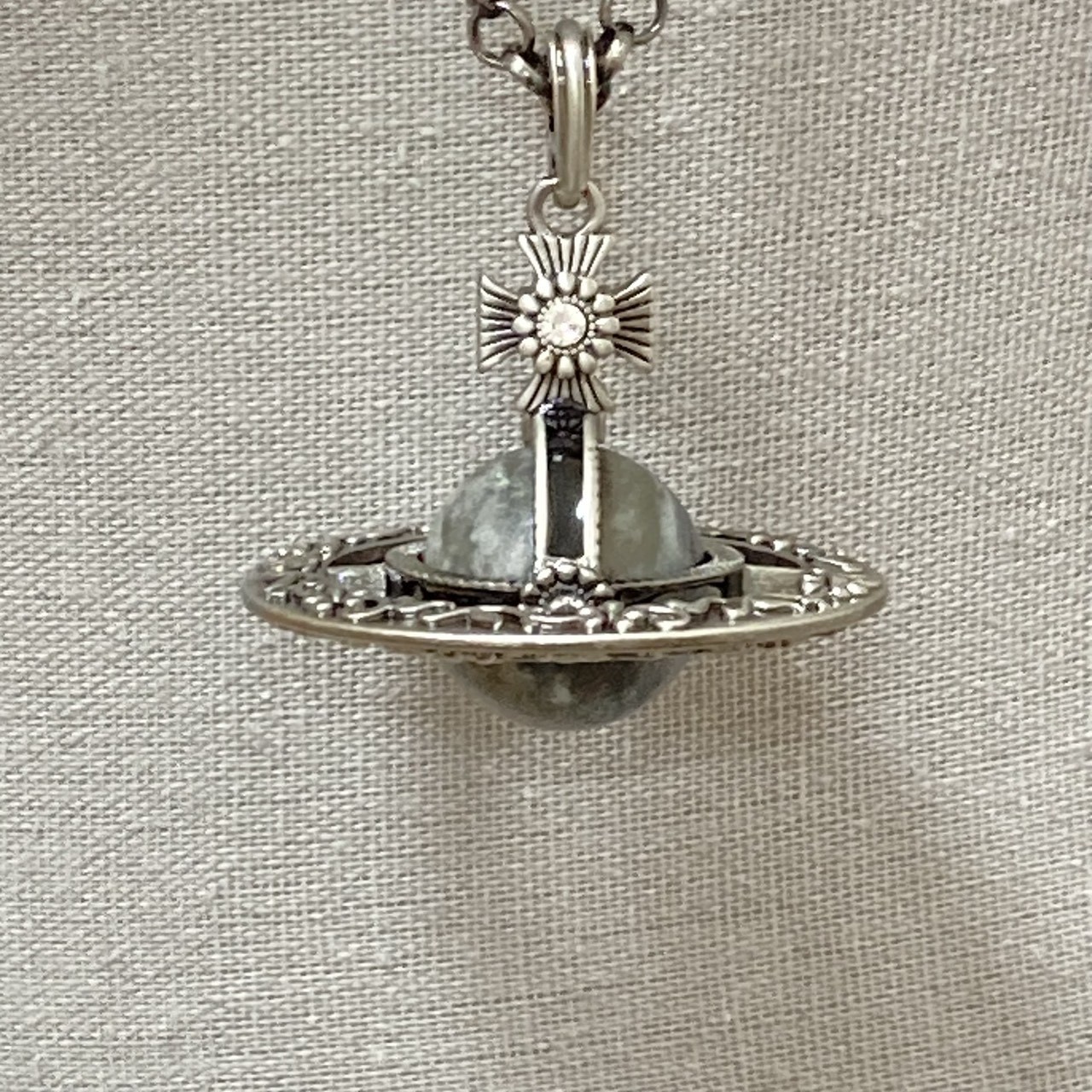 Vivienne Westwood Necklace Ornamental Small Orb Amethyst Gunmetal Gray NO BOX