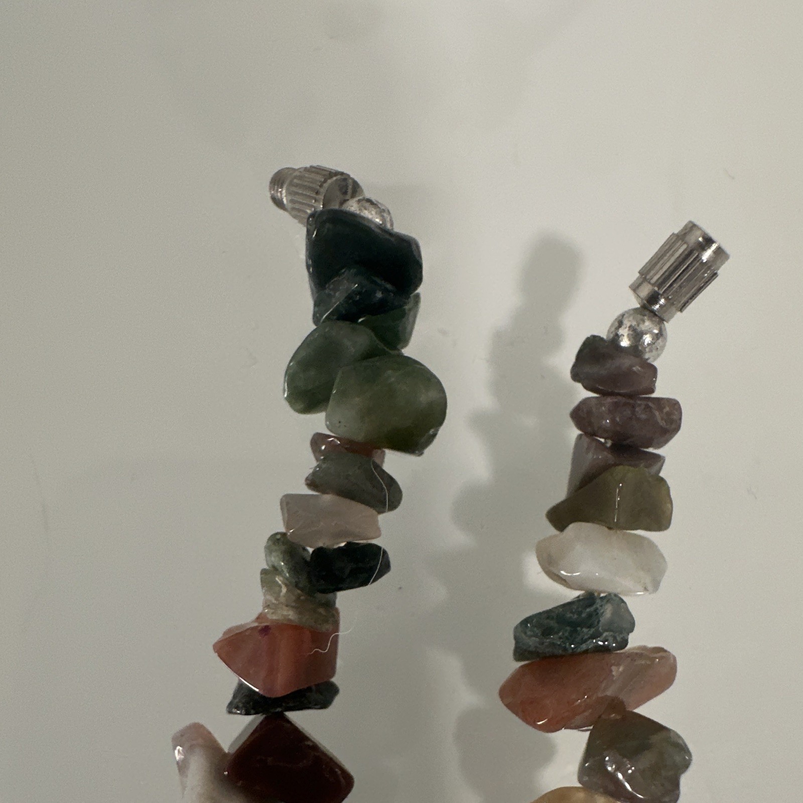 Vintage Fancy Jasper Gemstone Chip Necklace Green Slab Pendant Boho