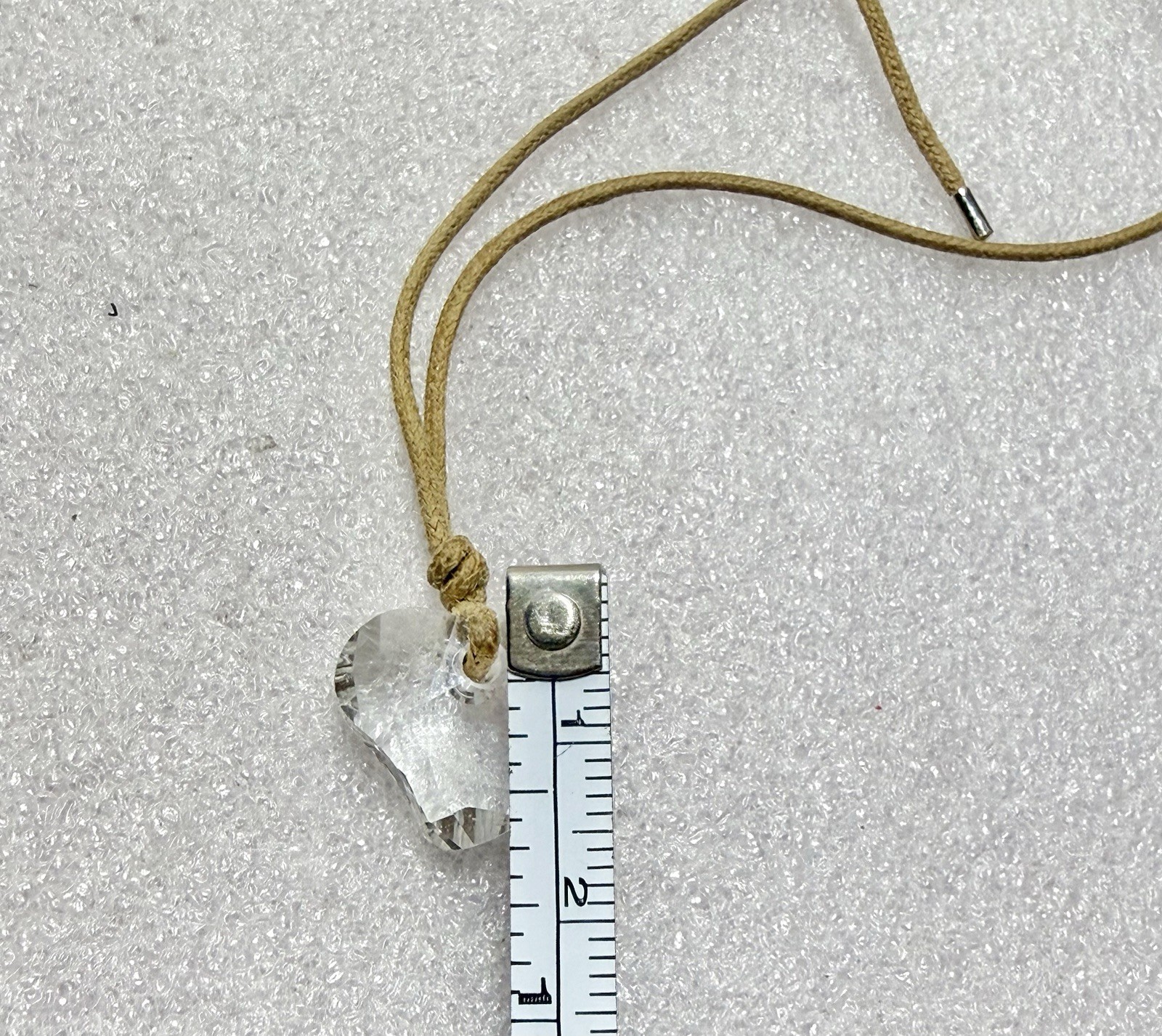 SWAROVSKI Colorless Crystal 3/4” Stylized Heart On Adjustable Cord 22” Necklace