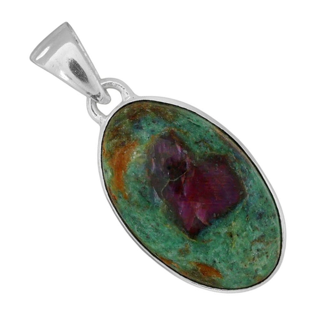 Ruby-In-Fuchsite 925 Silver Plated Pendant Jewelry WP64-10005