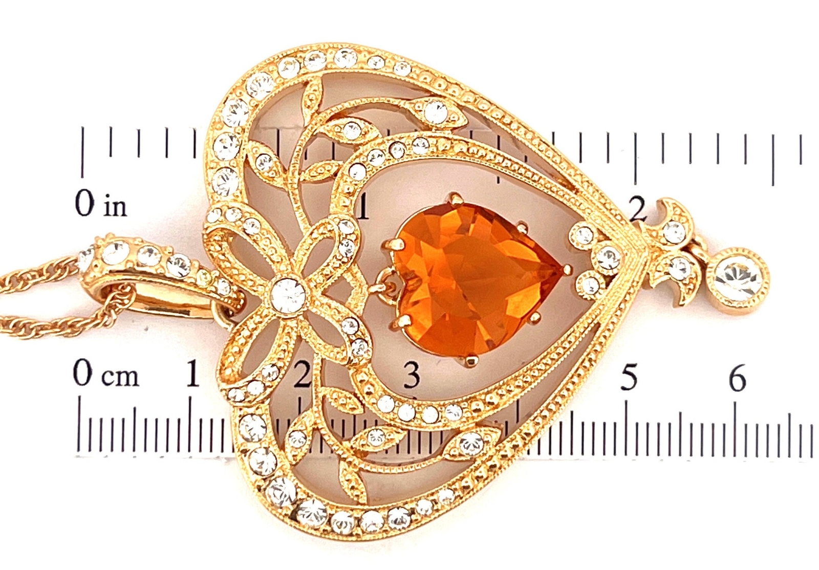 November Birthstone Gold Plate Metal Necklace Set With Heart Shape Topaz Crystal
