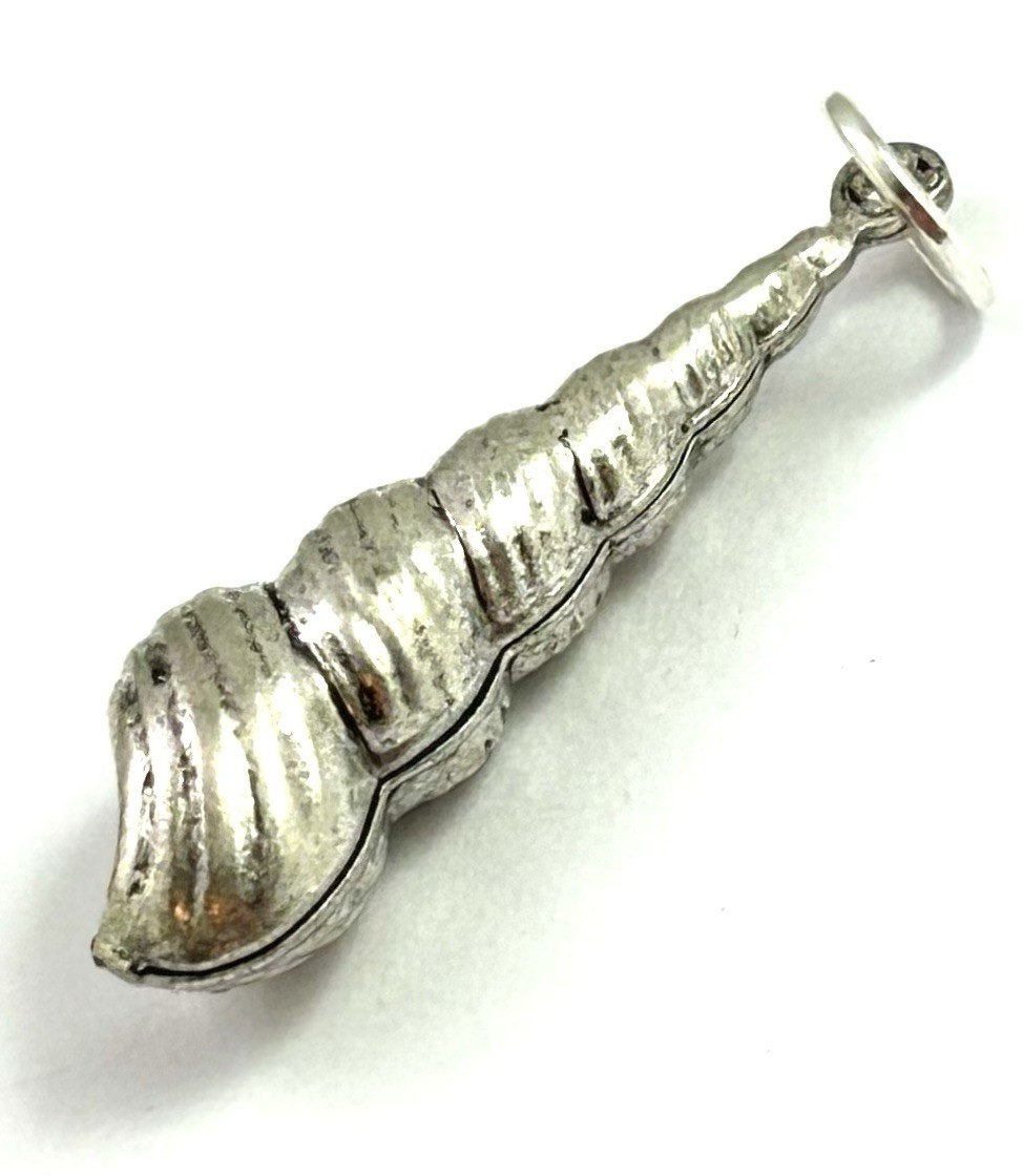 Shell Charm Seashell Pendant Nautical Beach Jewelry Silver Plated Brass Spiral
