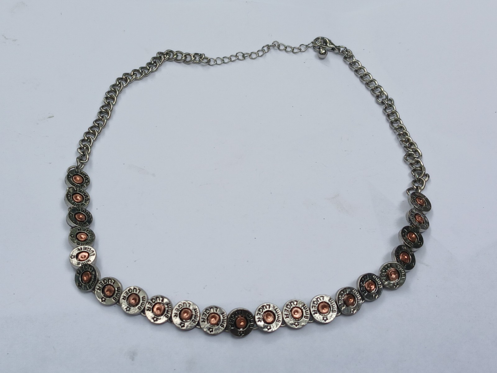 Bullet And Casing Necklace 9mm. 18″