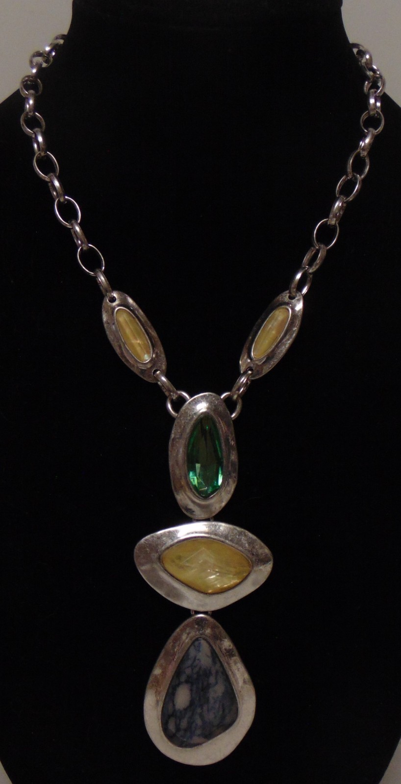 Robert Lee Morris (RLM) Silver Tone and Various Colors Bib Necklace
