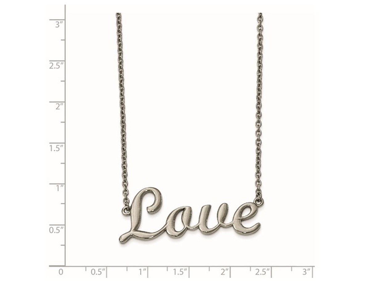 Stainless Steel LOVE Charm Necklace with 16 Inch Chain