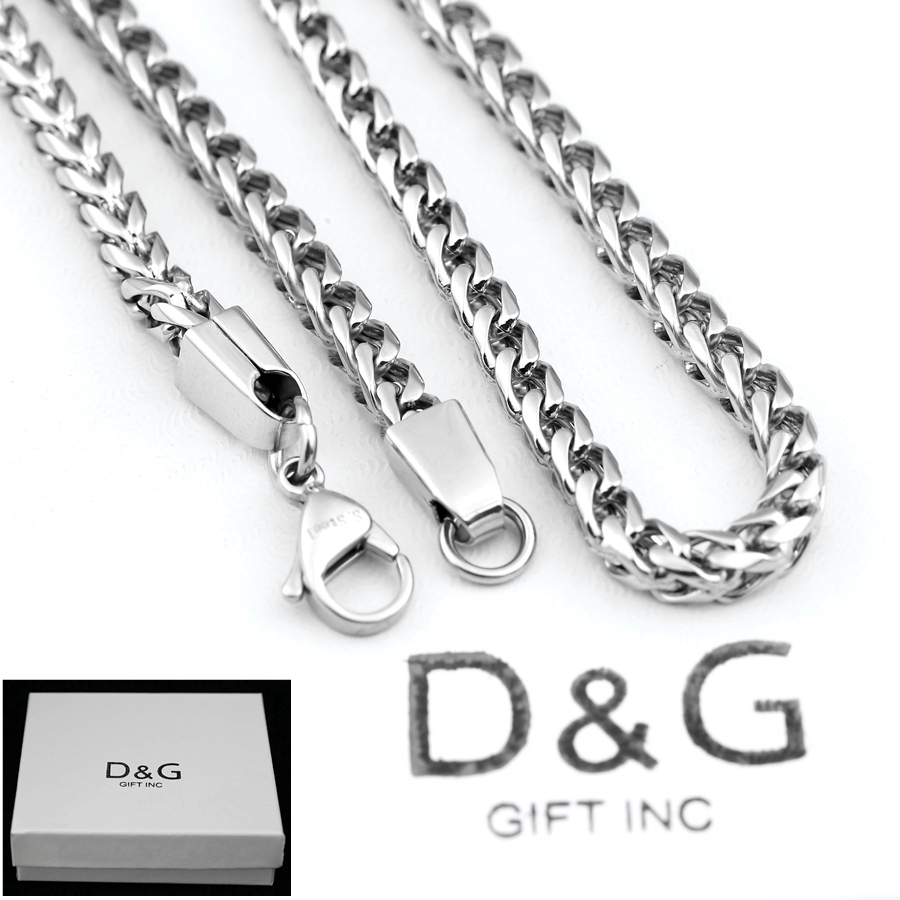 DG Men’s 30″ Smooth Franco Necklace 5mm Stainless Steel Unisex High Polish Box