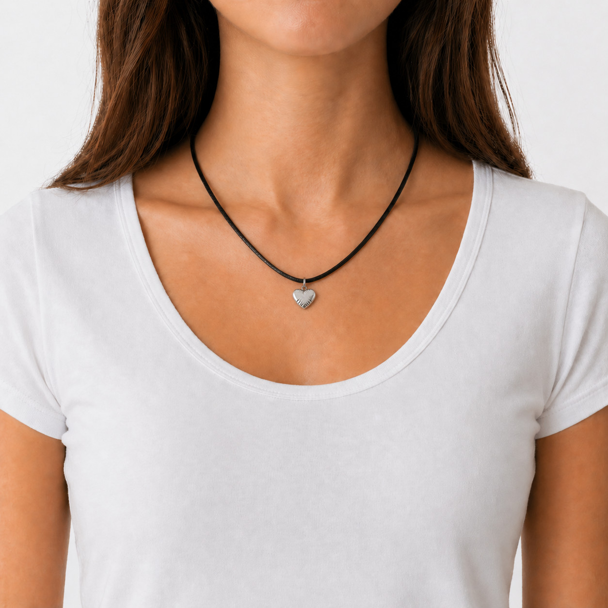 Stainless Steel Heart Pendant Necklace Satin Silk Cord 16-30″ Women Girls Gift
