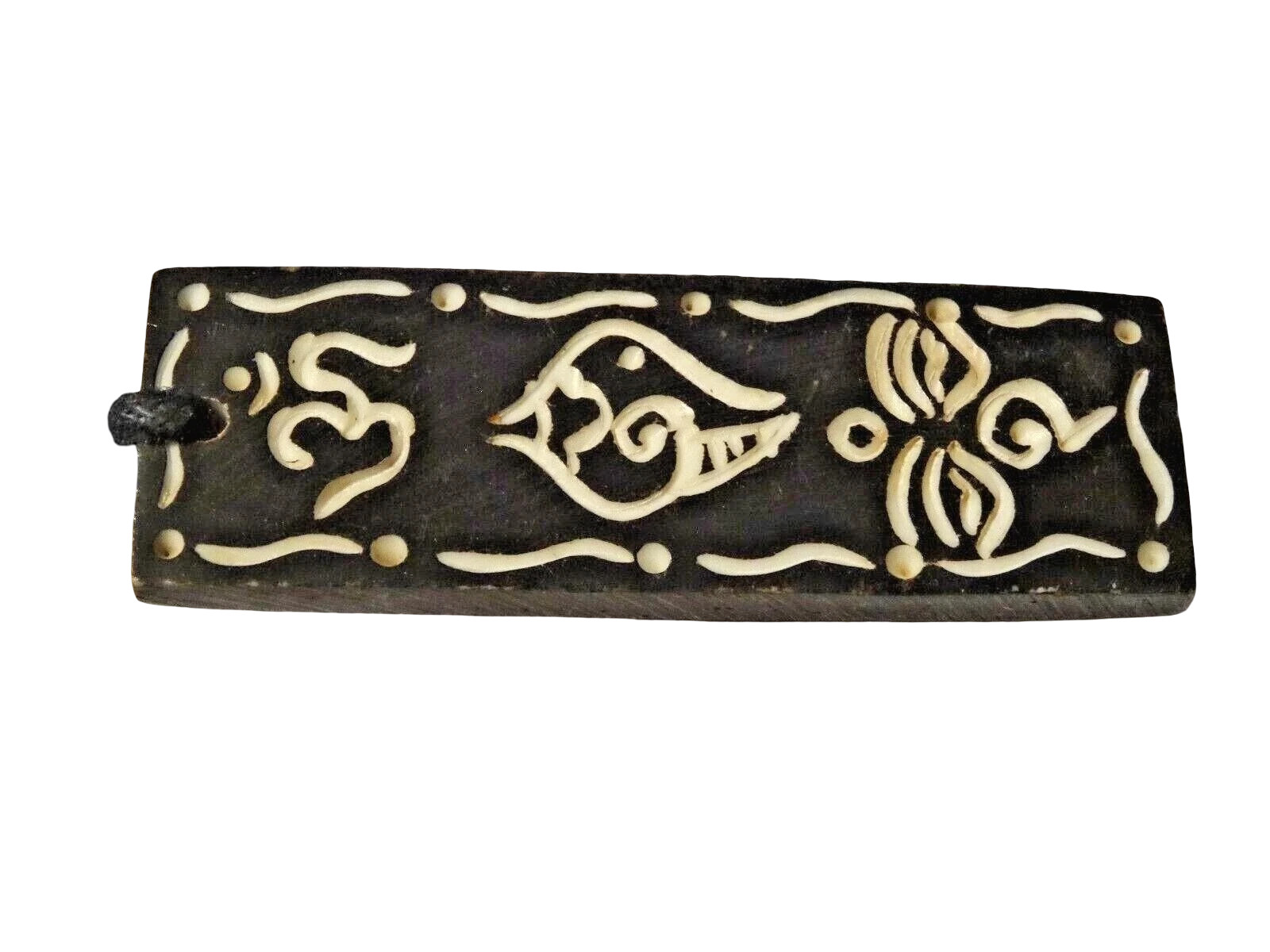 TIBETAN BUDDHIST YAK BONE CARVED OM VAJRA BUDDHA EYES PENDANT NECKLACE NEPAL
