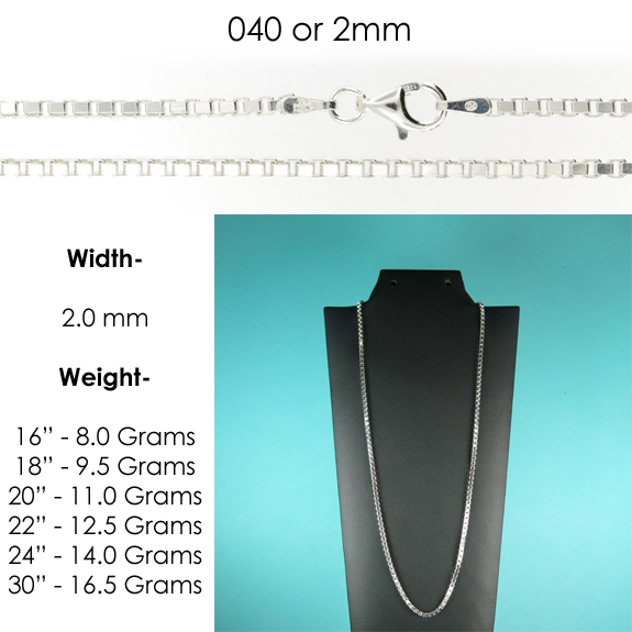 Sterling Silver BOX Chain Necklace All Sizes Stamped .Italy