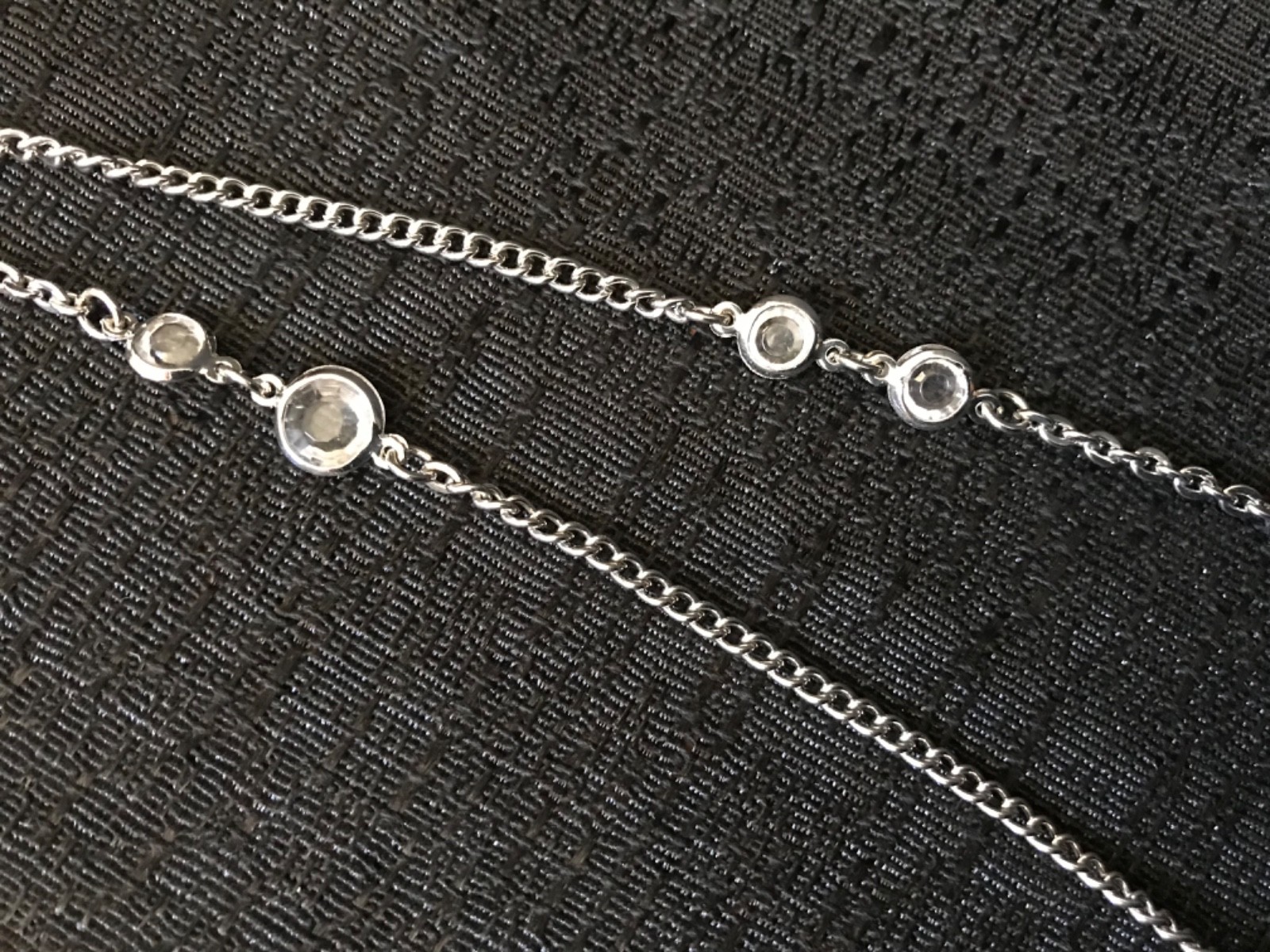 15 in – 26 in Silver Necklace w/ 20 Clear Crystals
