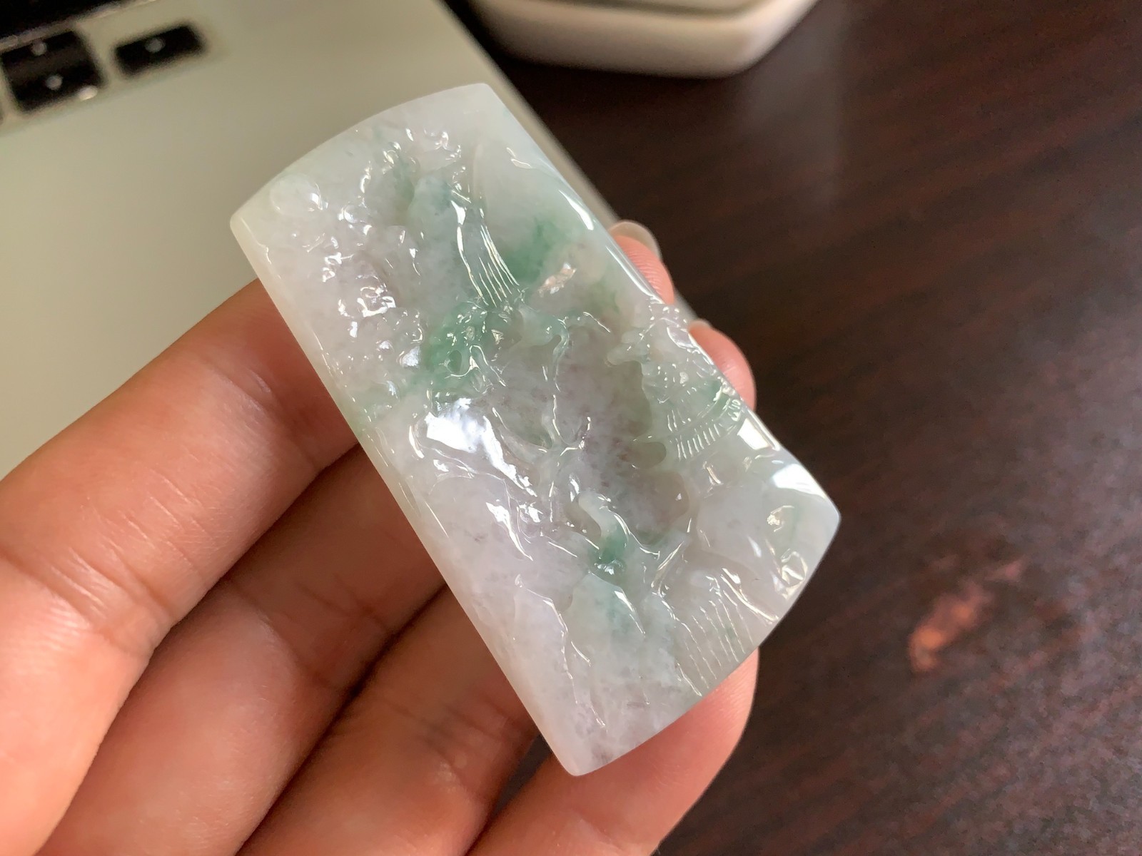 Certified Burmese Natural Green Jade Jadeite Scenery Fengshui Pendant Necklace