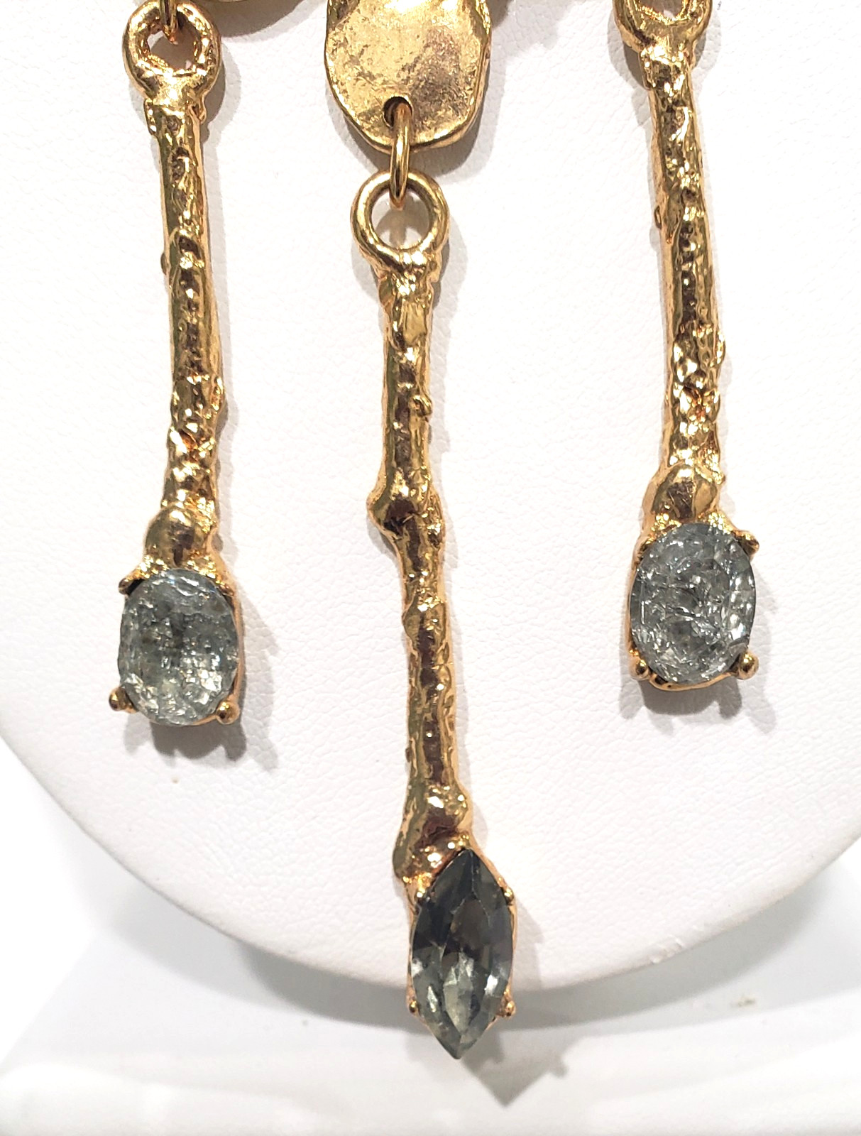 Exquisite ! GAVILANE, PARIS NECKLACE – SILVERY GREY QUARTZ GEMSTONES – 18″
