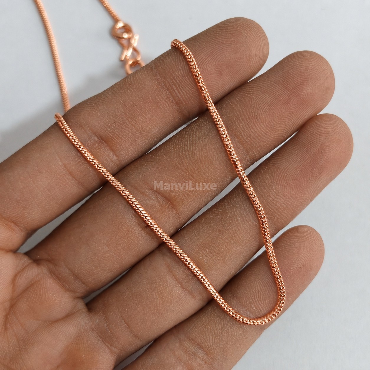 20″ MANVI LUXE Pure Copper Minimalist Chain Necklace Elegant Woven Link Chain