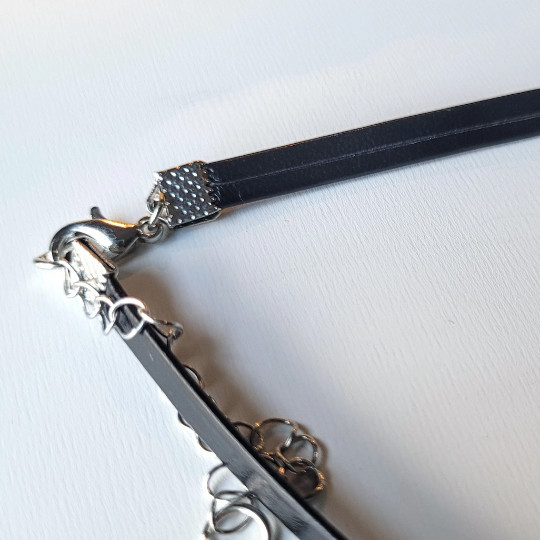 Thin Black Choker Faux Leather Necklace Gothic Clothing Grunge Punk Jewelry