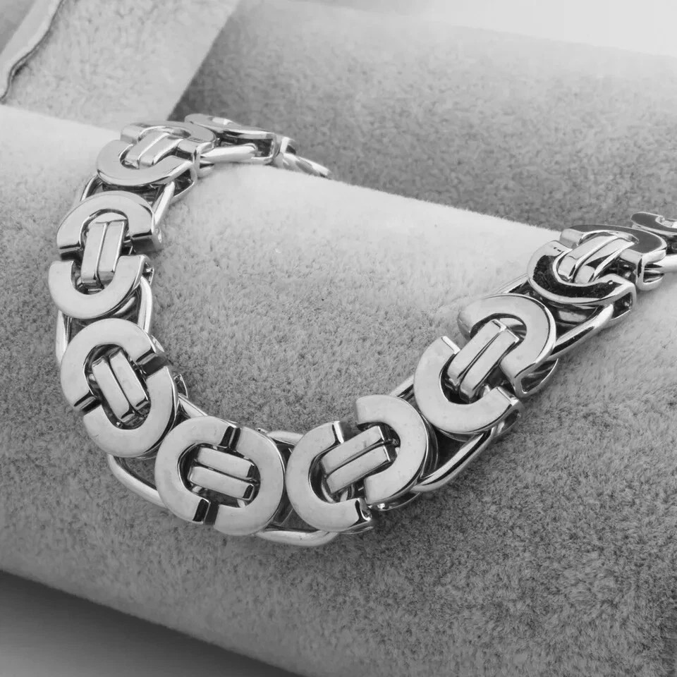 Stainless Steel Flat Byzantine Chain Necklace 6-11mm Men’s Fashion Jewelry Gift