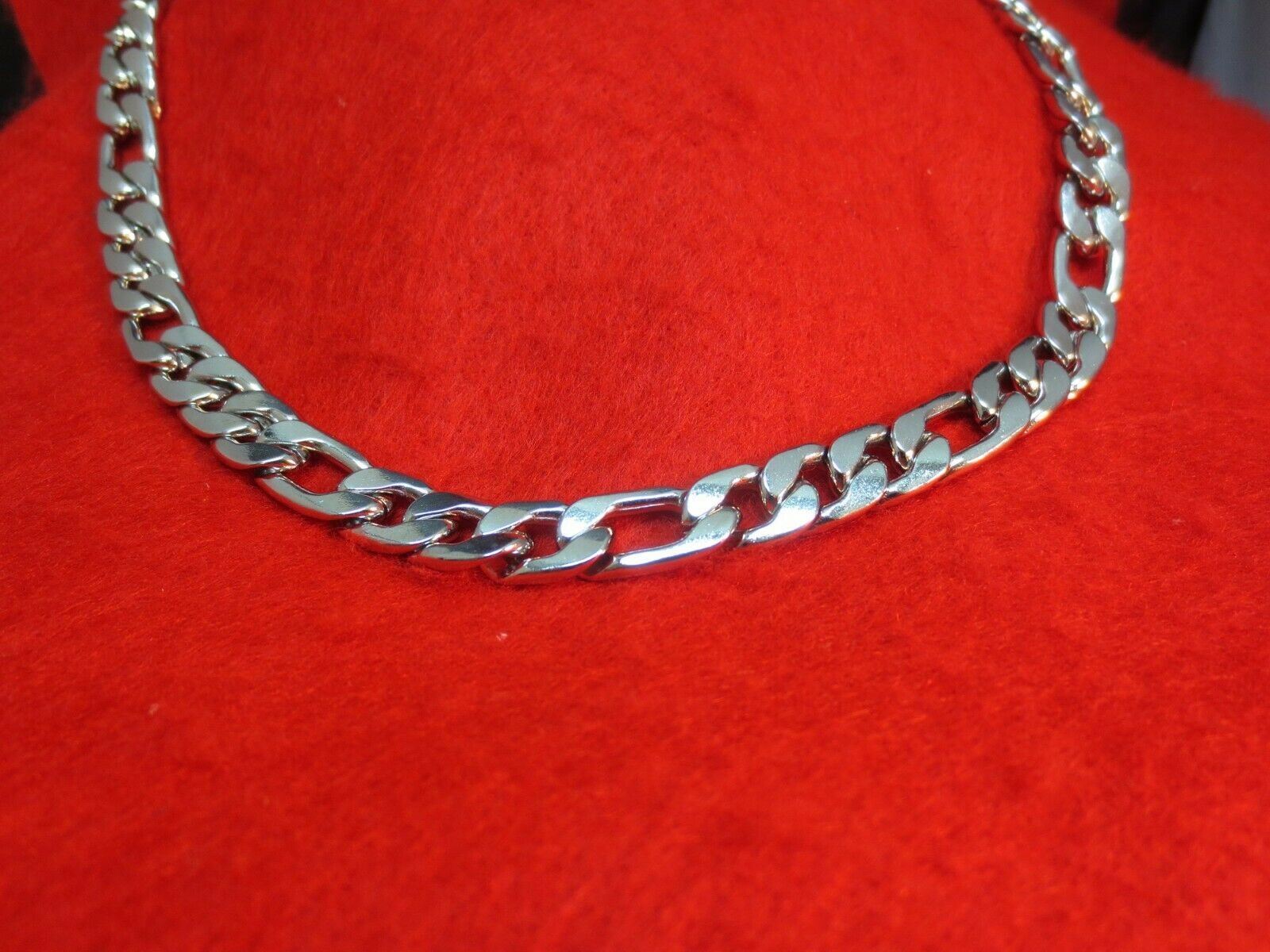 26″ 10MM STAINLESS STEEL SILVER 10MM FIGARO NECKLACE W/SPECIAL CLASP WAS $15.95