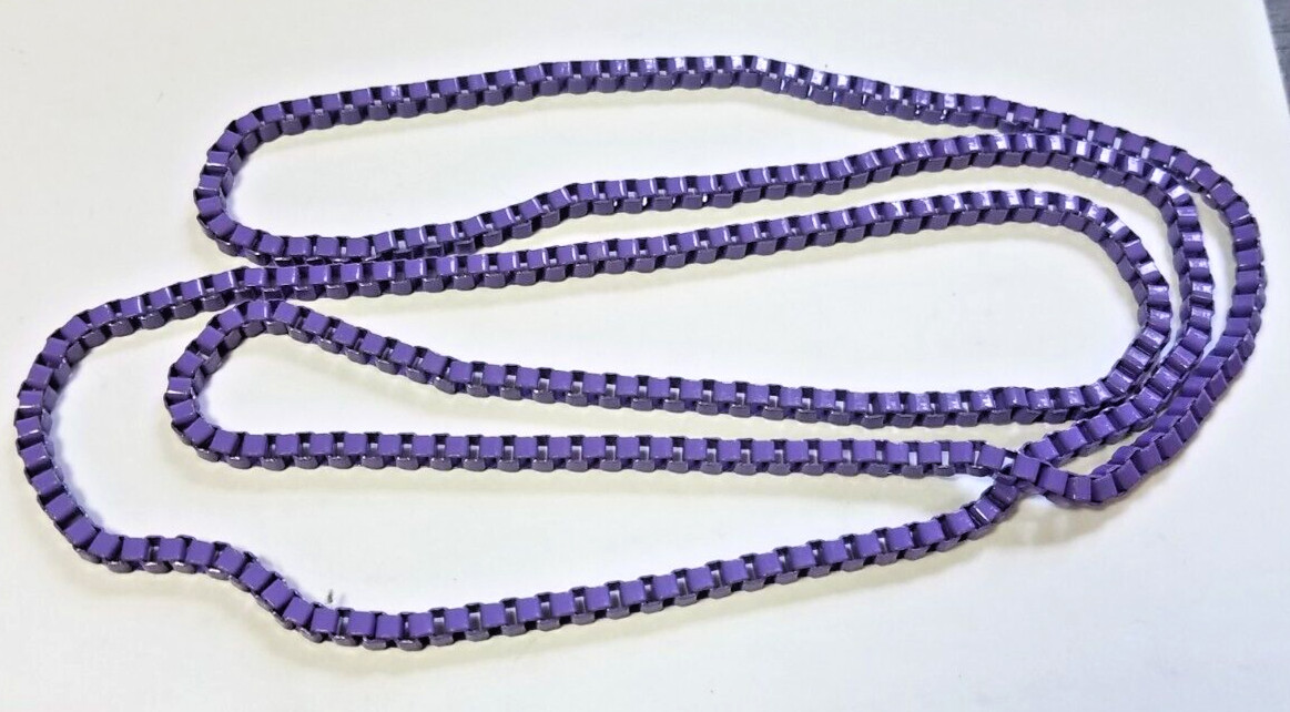 Vintage Venetian Purple Stainless Steel Box Chain Necklace Costume Fashion
