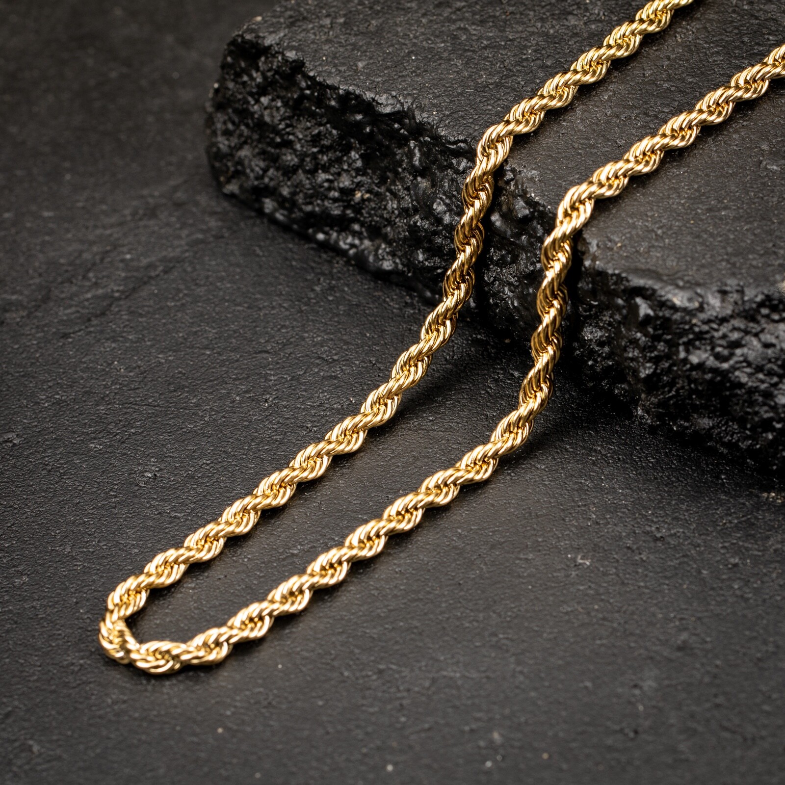 Solid Yellow Gold Plated Heavy 316 Stainless Steel 6MM Twist Rope Chain Necklace