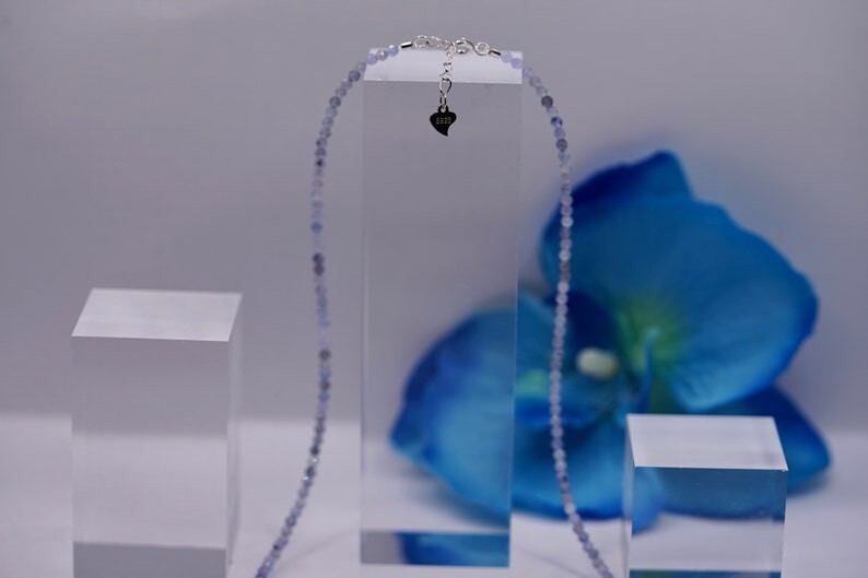 Natural Tanzanite Faceted Round Gemstone Beaded Positivity Energy Necklaces 18”