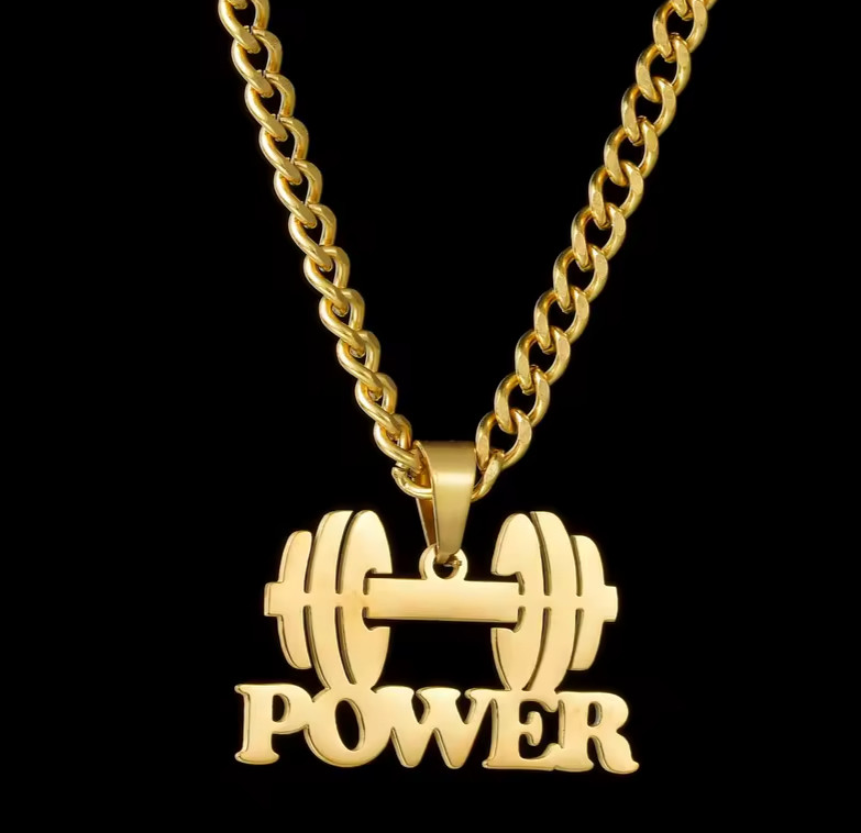 Custom Name Dumbbell Necklace Pendant Weightlifting Powerlifting Chain Jewelry