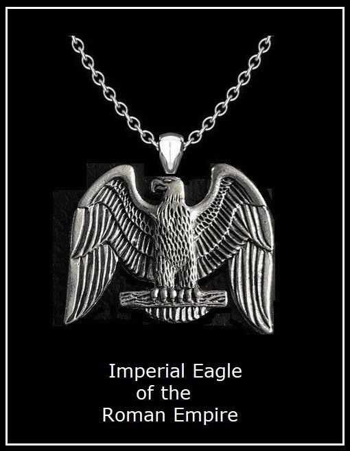 ROMAN EMPIRE EAGLE Necklace – 1 1/4″ Silver Steel Pendant – 24″ Stainless Chain