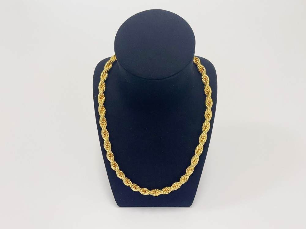 18K Yellow Gold 10mm Diamond Cut Rope Chain Necklace Mens Womens 24in 26in 28in
